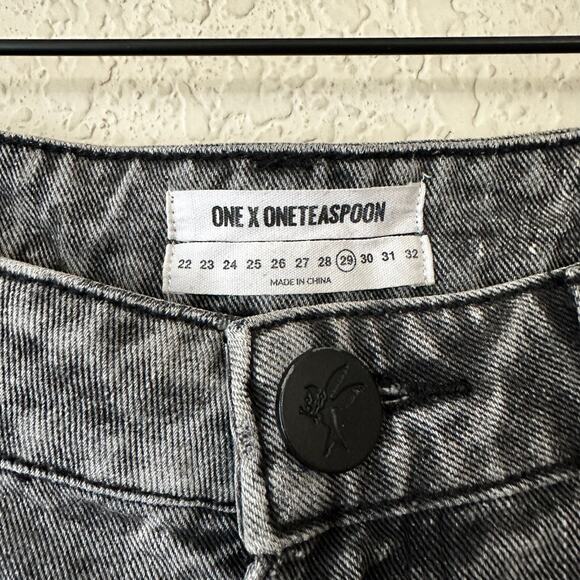 ONE x ONE TEASPOON Bonita Shorts Gray Slim Fit High Waisted Cut Off - Picture 9 of 12